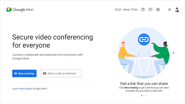 Start or join an online meeting via Google Meet